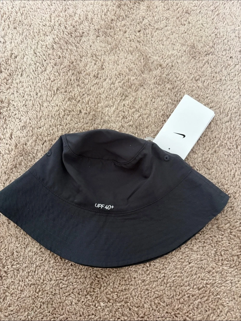Nike Kids Black Bucket Hat with White Swoosh Logo UPF 40+ Anthracite 4/7